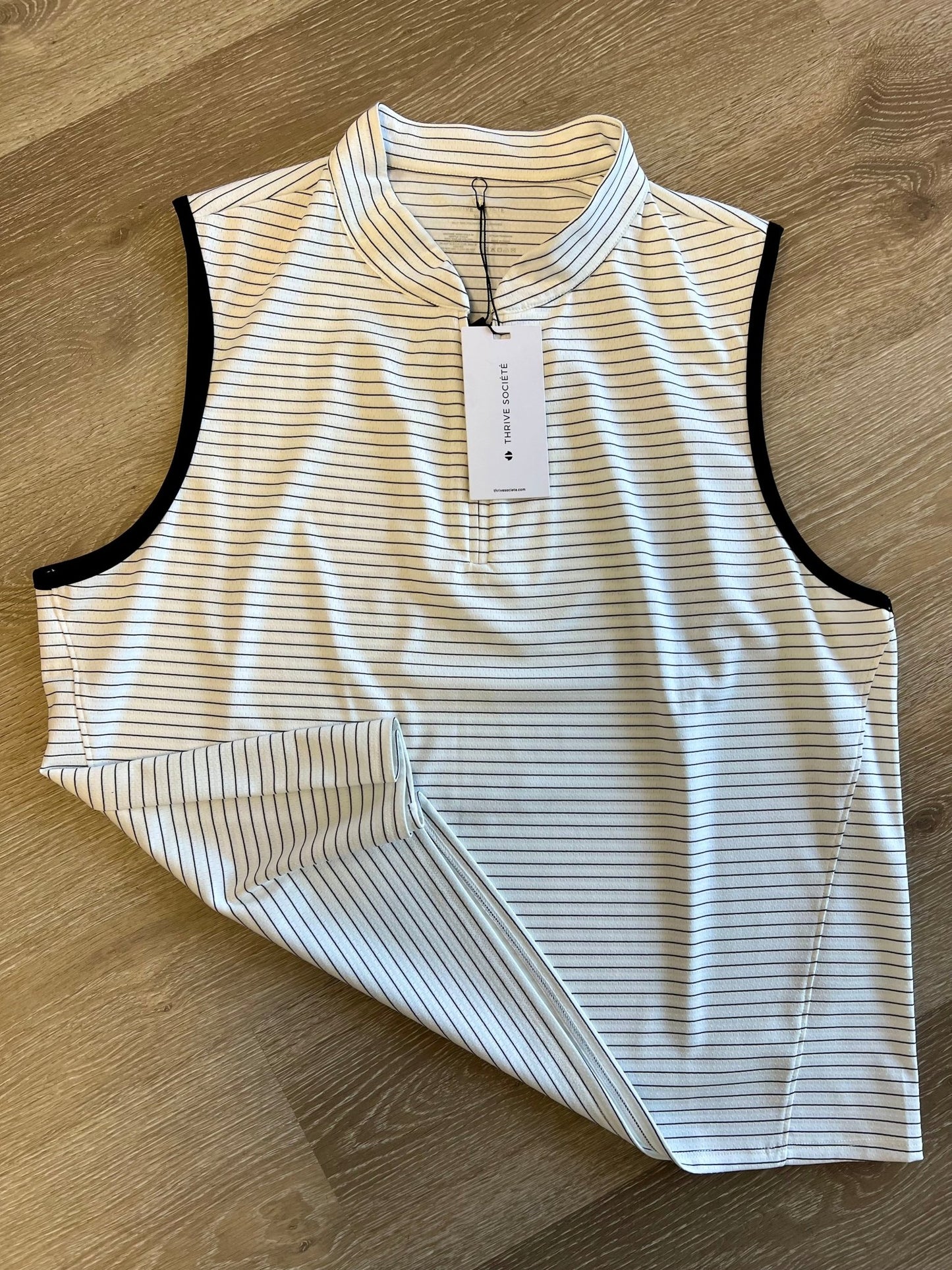 Thrive Societe Stripe Zip Tech Tank - Heritage Creek Sporting Goods