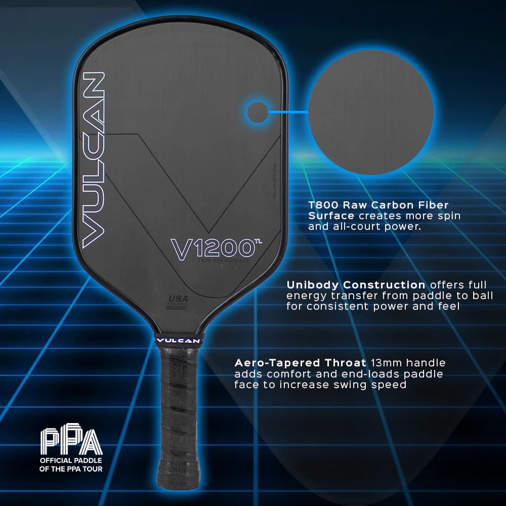 Vulcan V1200TL T88 RCF Pickleball Paddle - Heritage Creek Sporting Goods