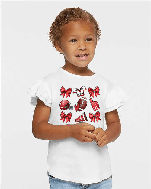 Thomasville Bulldog Football Coquette Girls Flutter Sleeve