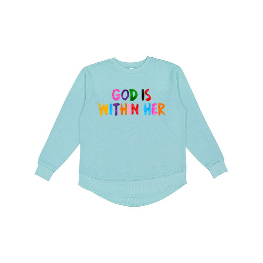 Rhea Mills God is Within Her Ladies Sweatshirt