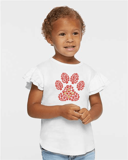 Thomasville Bulldog Girls Flutter Sleeve Pawprint Shirt