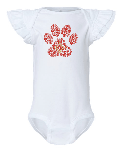 Thomasville Bulldog Girls Flutter Sleeve Pawprint Shirt